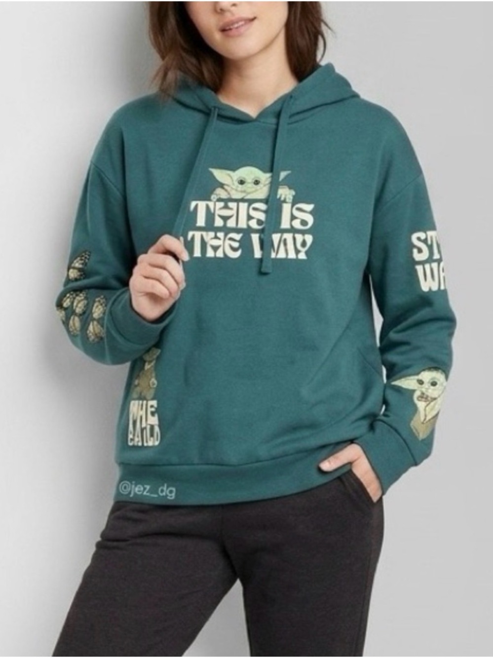 NWT Star Wars Grogu Baby Yoda Green Hoodie Butterflies XXL